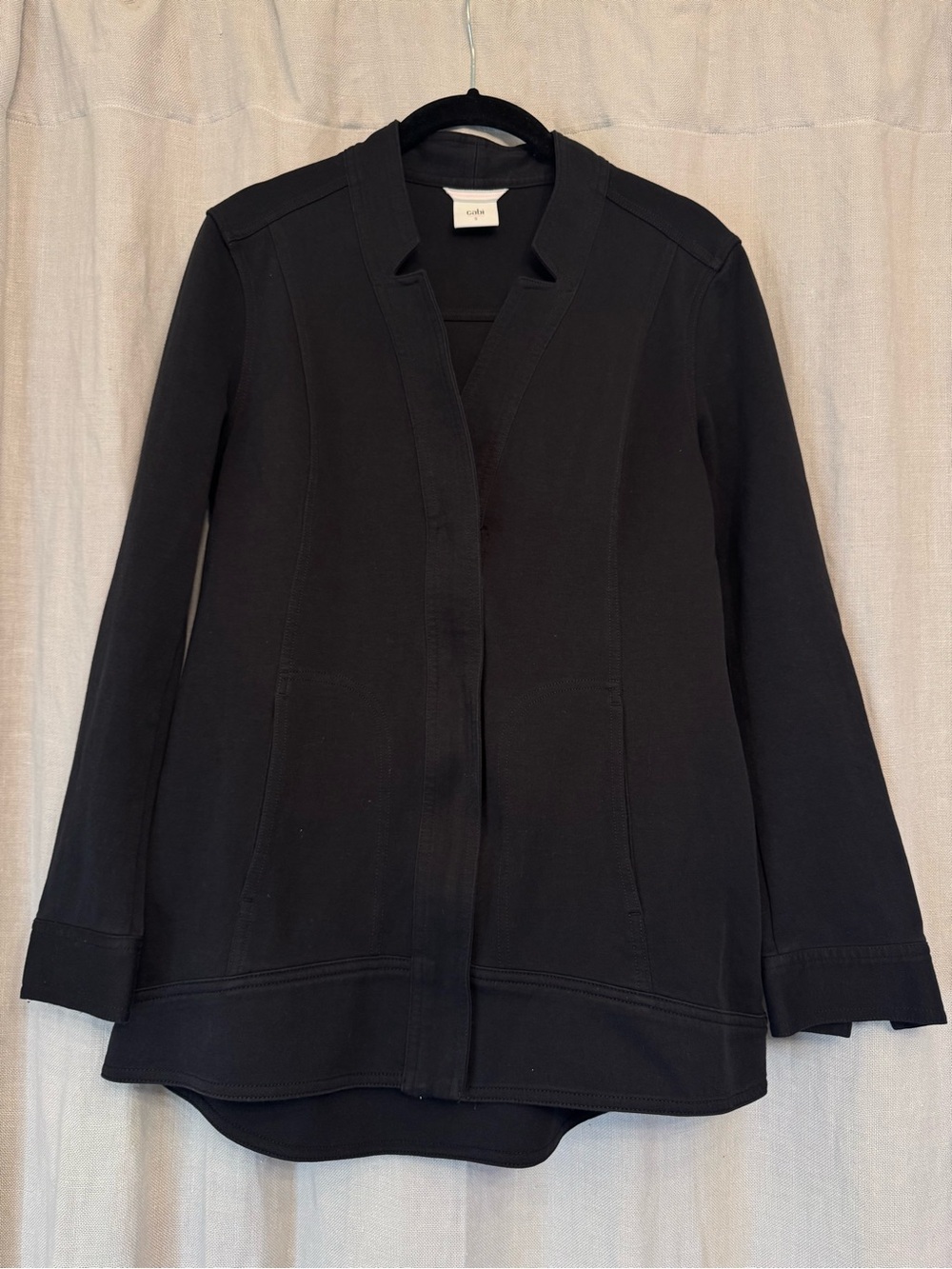 cabi Black Standout Jacket Structured Cotton Knit Blazer Cardigan Size S